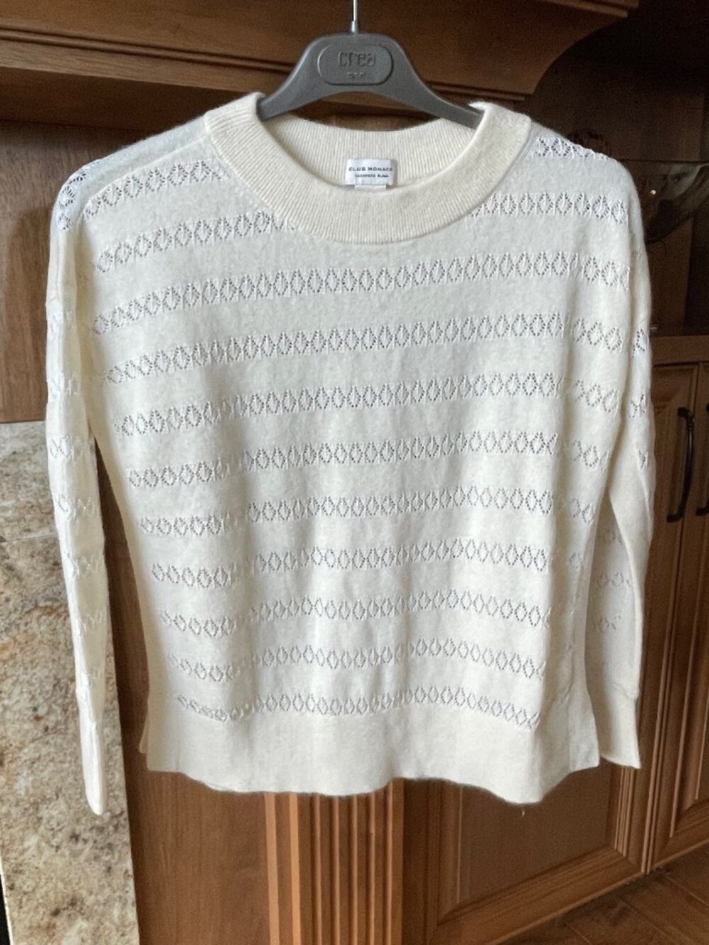Club Monaco Textured Cashmere-Blend Sweater | Soft Neutral Knit | Size Small